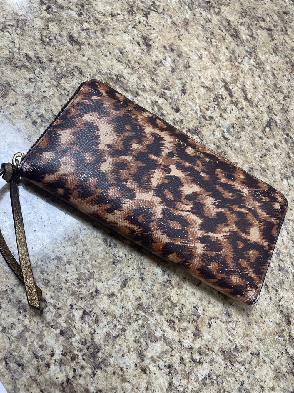 Coach Madison Ocelot Leopard Print Slim Wallet.